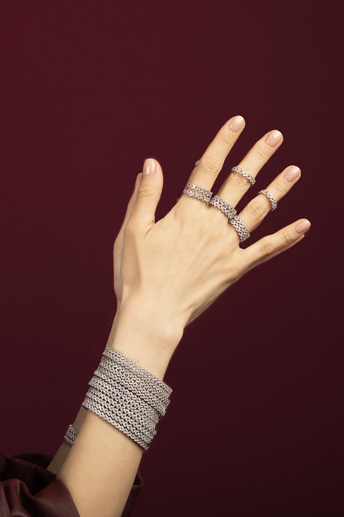 APM Monaco Automne Couture jonc blanc pavé S M