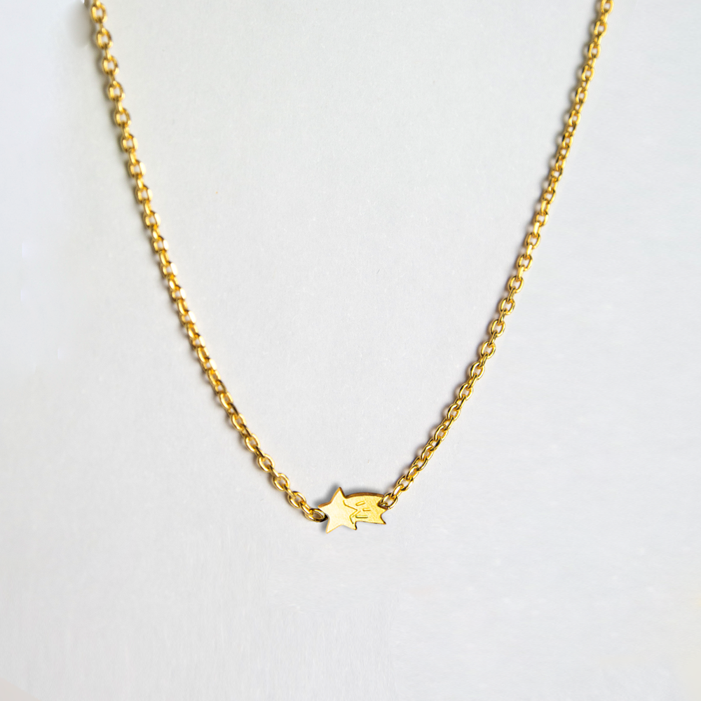 Adorabili Colliers Étoile Filante collier doré or fin 24k 36 cm