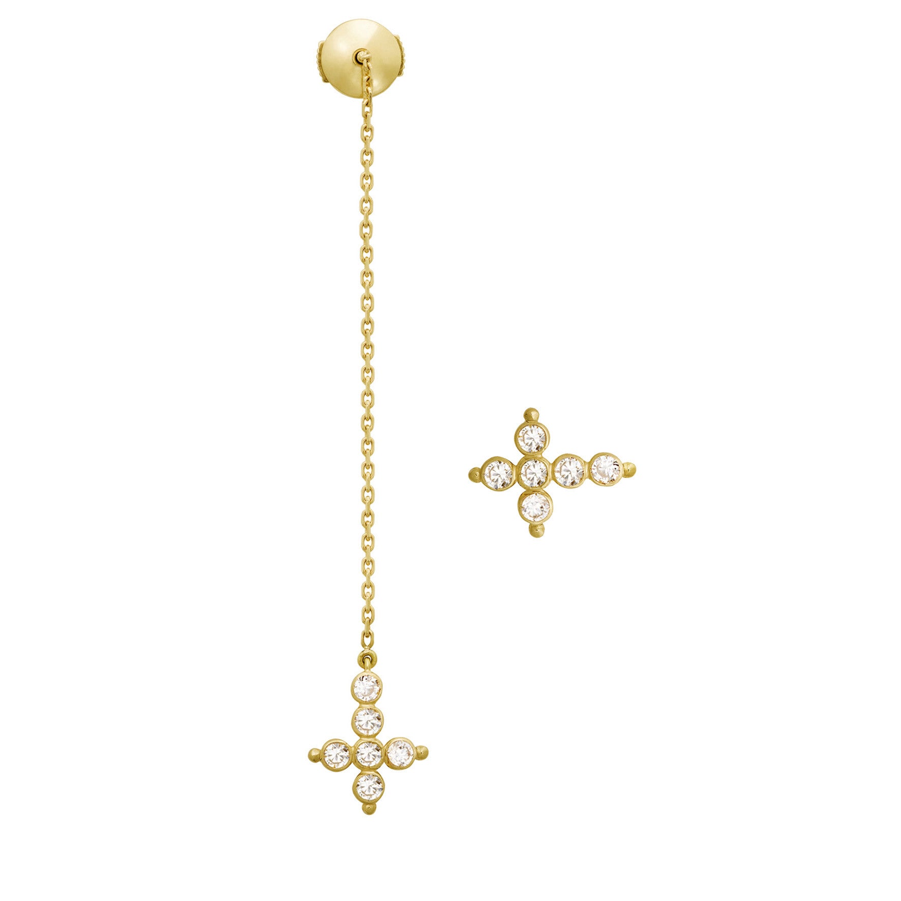 Aimée Aimer Petit AA boucle chaîne or jaune diamants paire