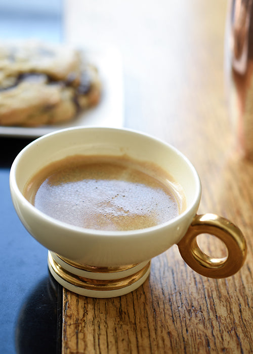 Aimée Aimer Gatsby Robj 5 tasses porcelaine ivoire et or