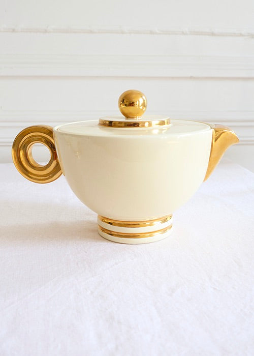 Aimée Aimer Gatsby Robj service thé café porcelaine or 3 pièces