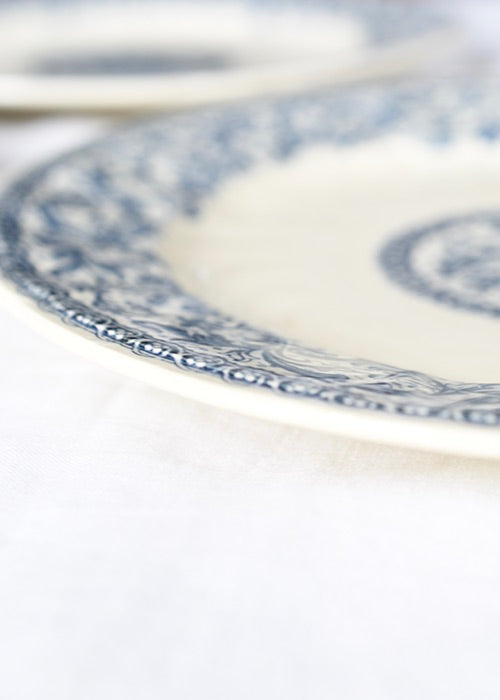 Aimée Aimer Gien Guirlandes Assiettes Plates Lot 6 Bleu 26,5cm