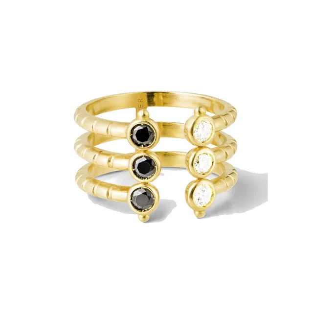 Aimée Aimer Folles Iguazu bague triple or jaune diamants taille 54
