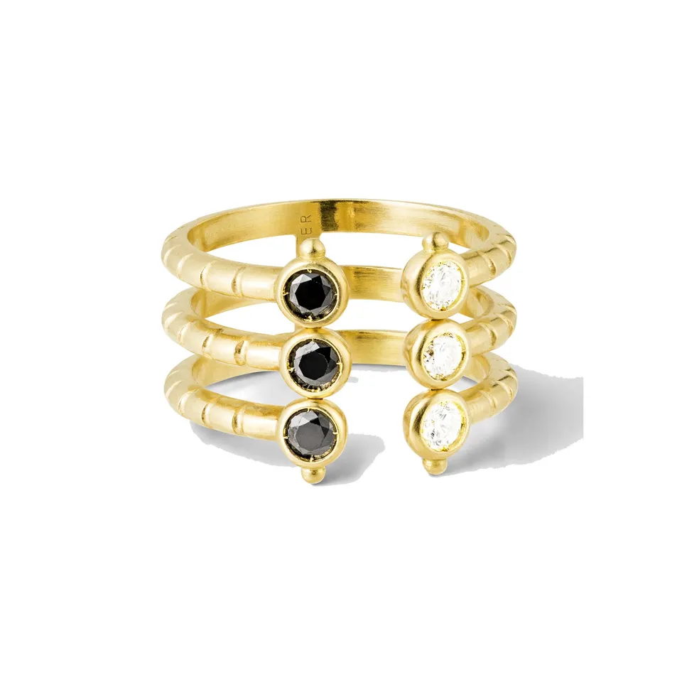 Aimée Aimer Folles Iguazu bague triple or jaune diamants taille 54