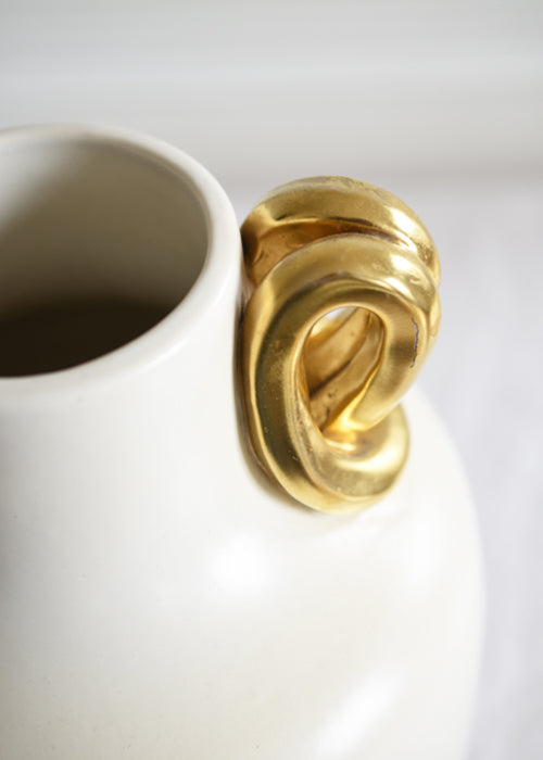 Aimée Aimer Monroe vase céramique blanc anses dorées 31 cm