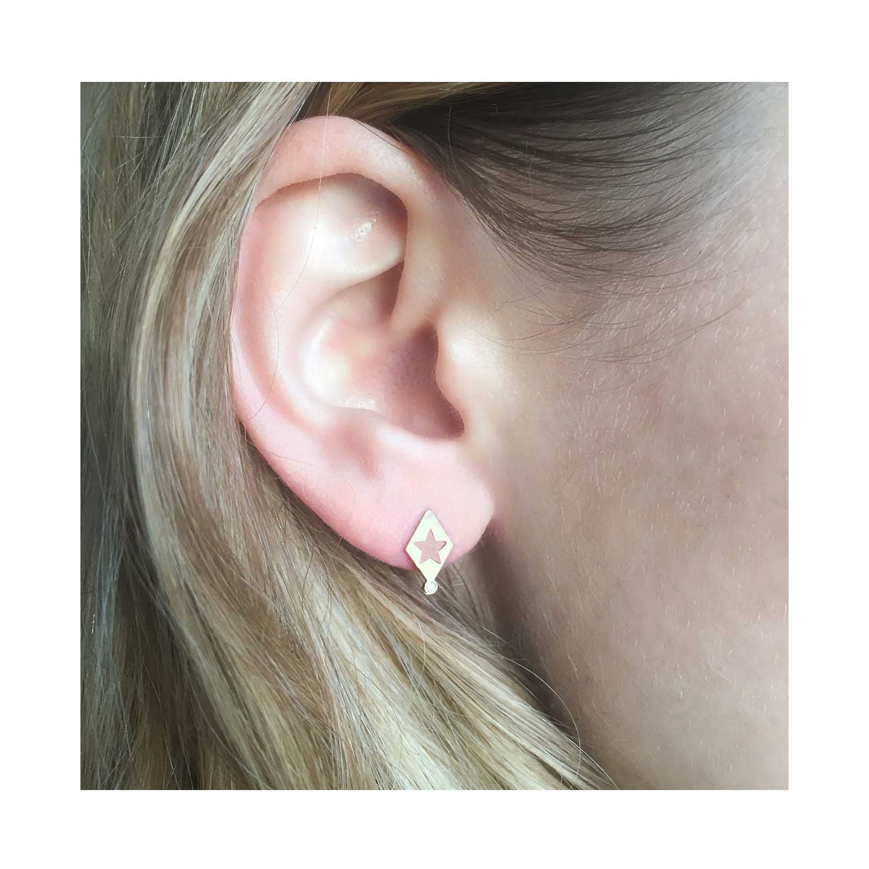 Aimée Aimer Étoile boucle d'oreille or jaune diamant à l'unité