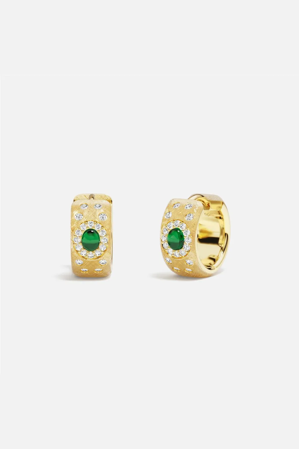 APM Monaco Automne Les Cabochons boucles d'oreilles mini créoles doré vert