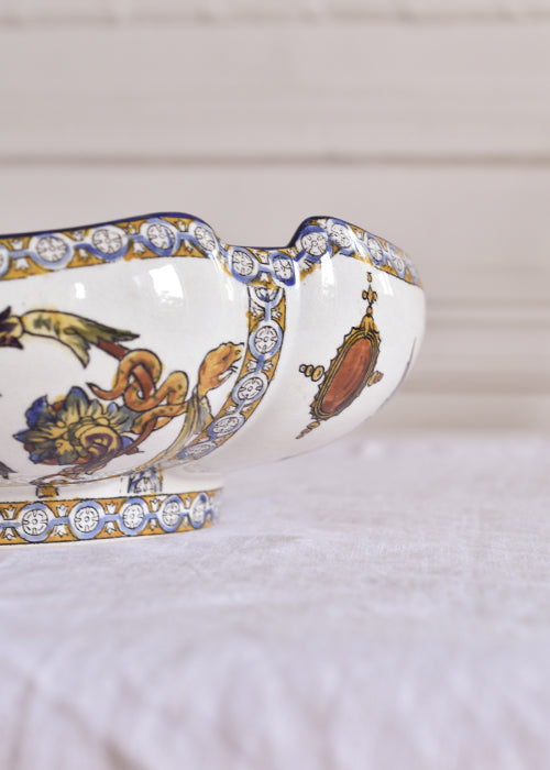 Aimée Aimer Gien Renaissance plat corbeille faïence 29 cm pièce unique