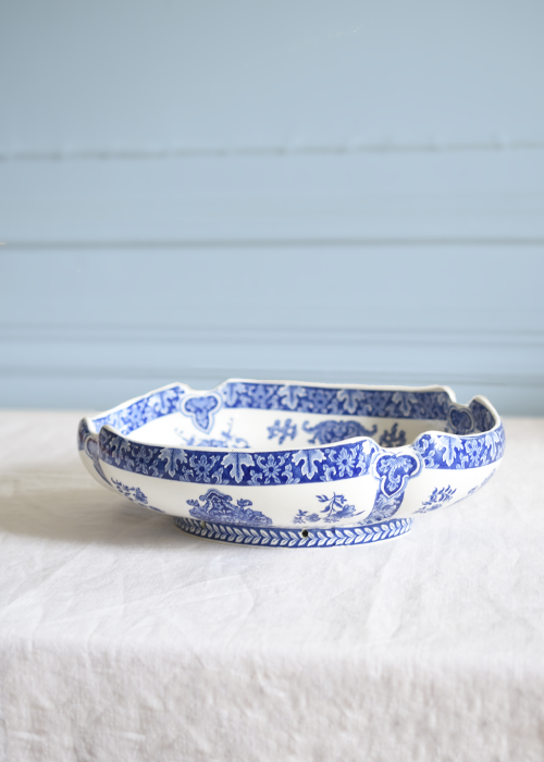 Gien Rouen Bleu plat corbeille faïence 30 cm bleu
