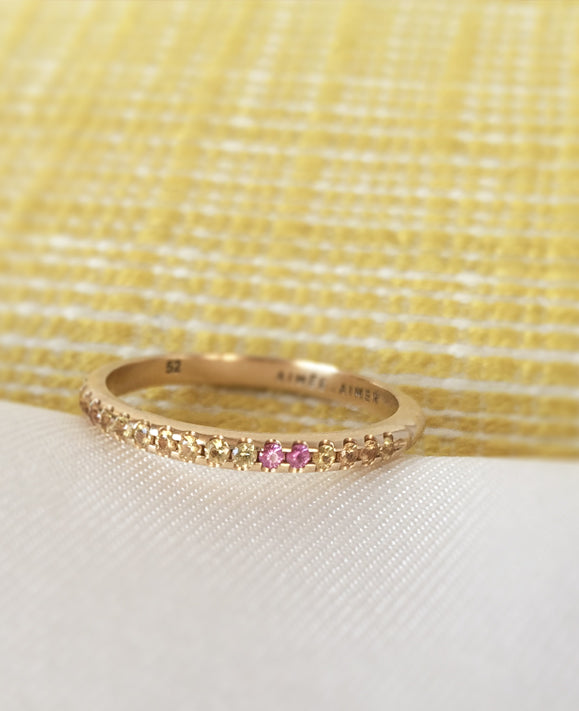 Aimée Aimer Spicy bague or jaune saphirs jaunes roses 52