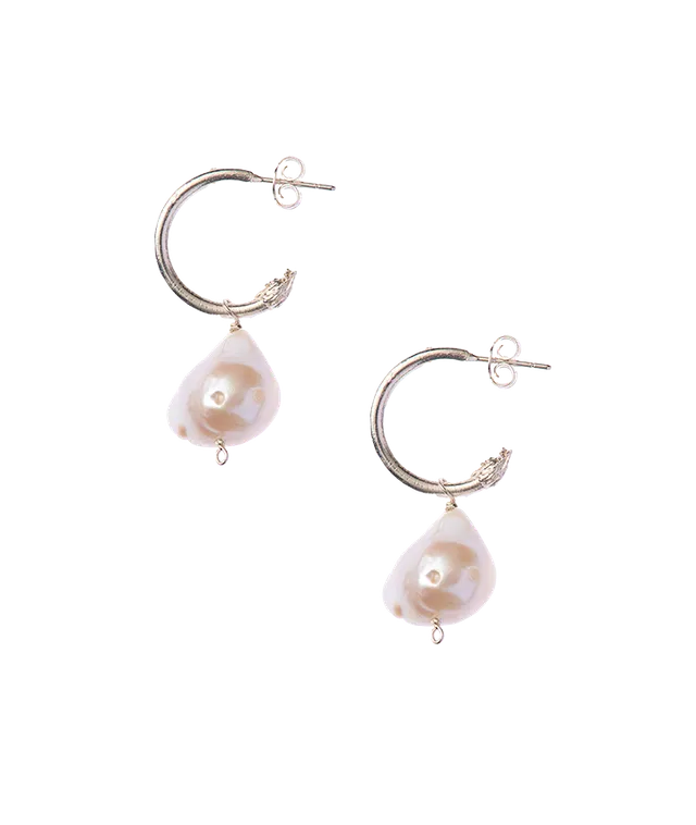 Alighieri Snow Lion Baroque boucles d'oreilles perle argent