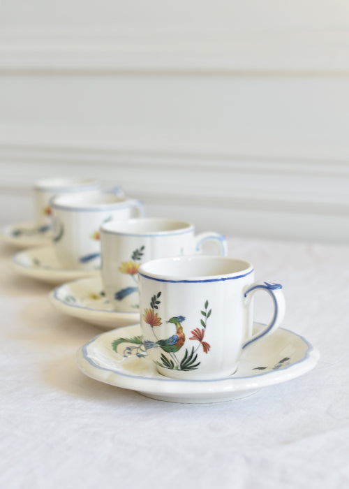 Aimée Aimer Oiseau de Gien Tasses à Café Faïence Lot 6 +1