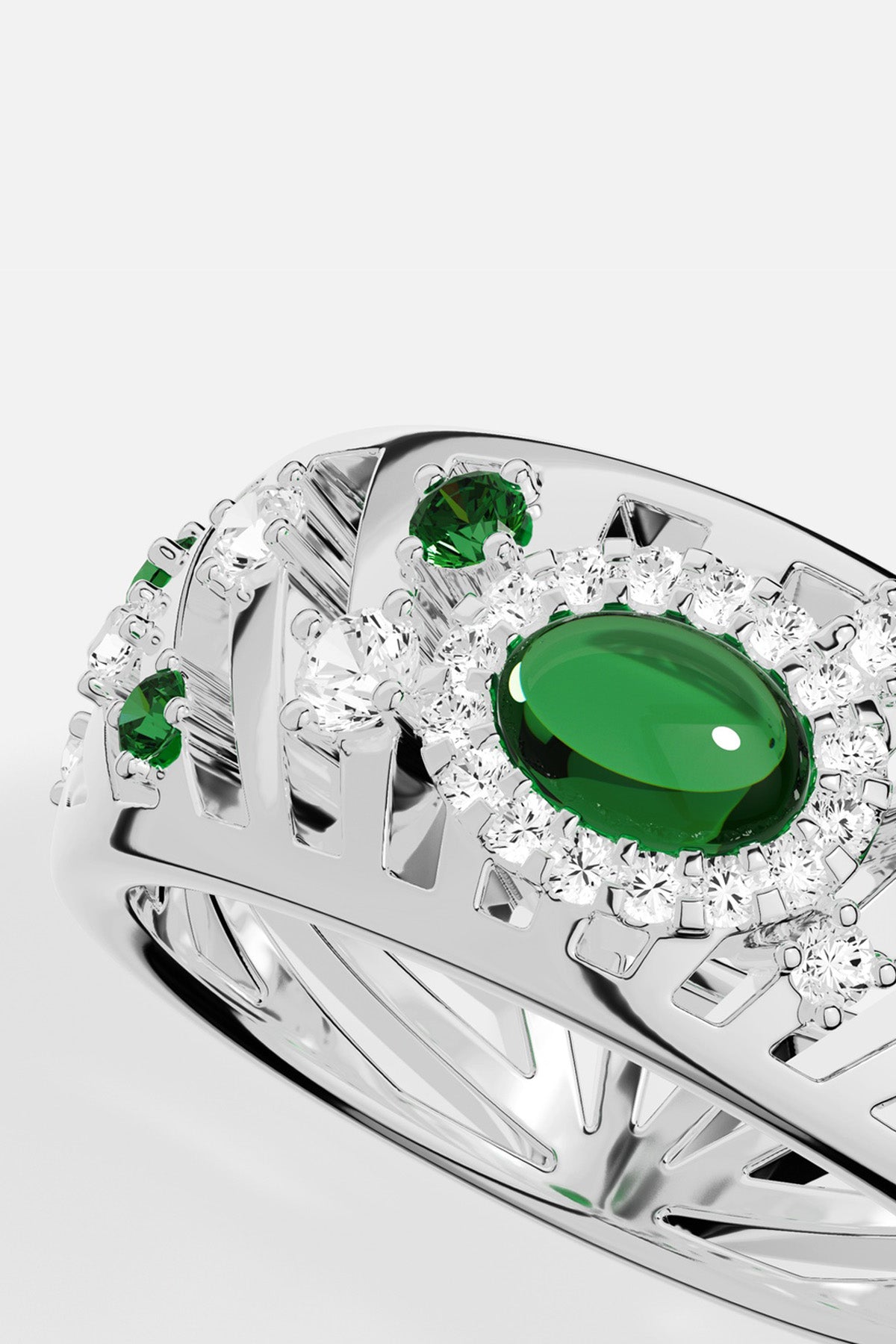 APM Monaco Automne Les Éventails bague verte blanche taille 52