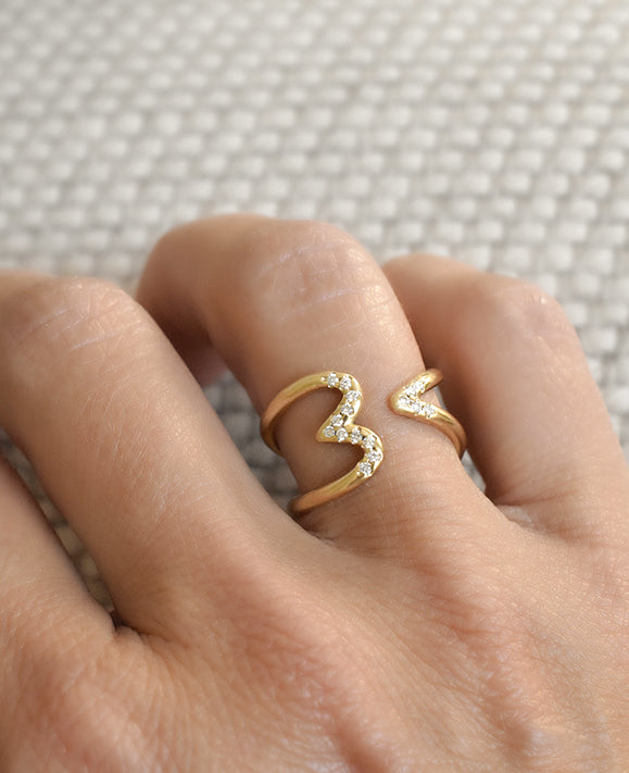 Aimée Aimer Crush bague cœurs or jaune diamants taille 50 0,19 ct