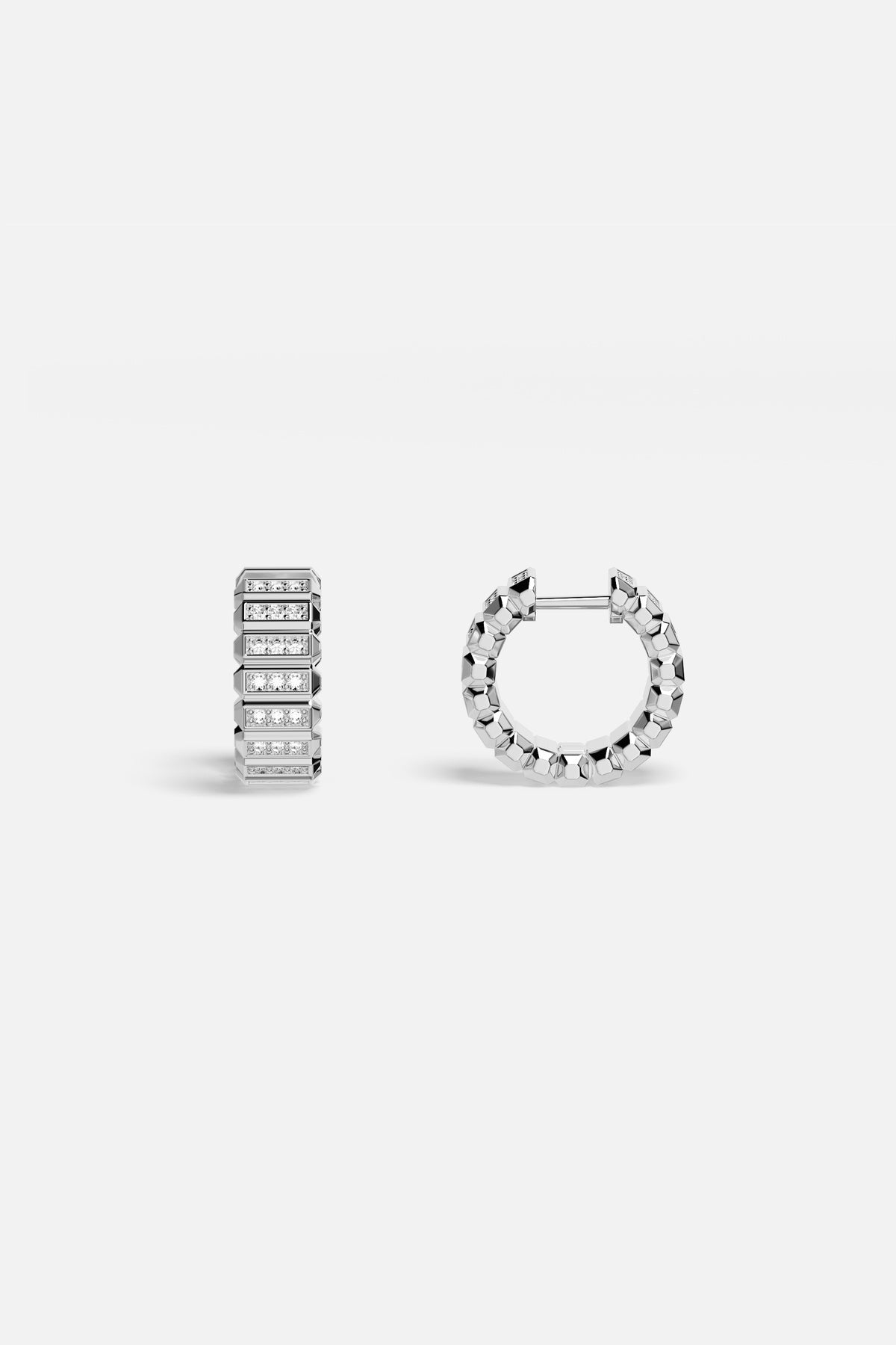 APM Monaco Automne Graphique Créoles Argent 17 mm Blanc