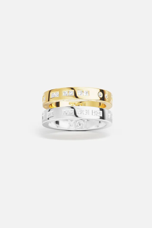 APM Monaco Morse Code TOI et MOI bague duo bicolore