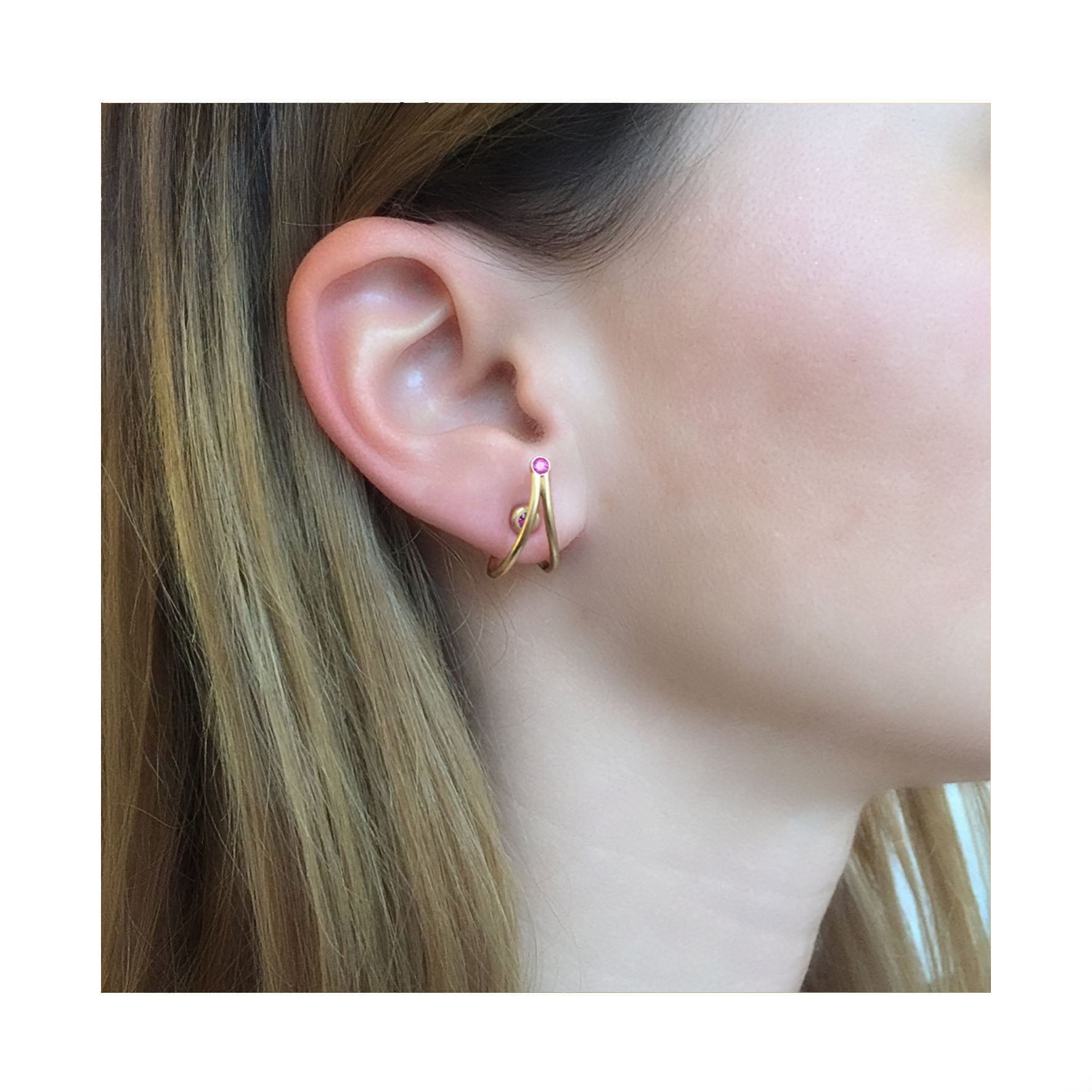 Aimée Aimer Liane Boucle d'oreille or blanc saphirs unité
