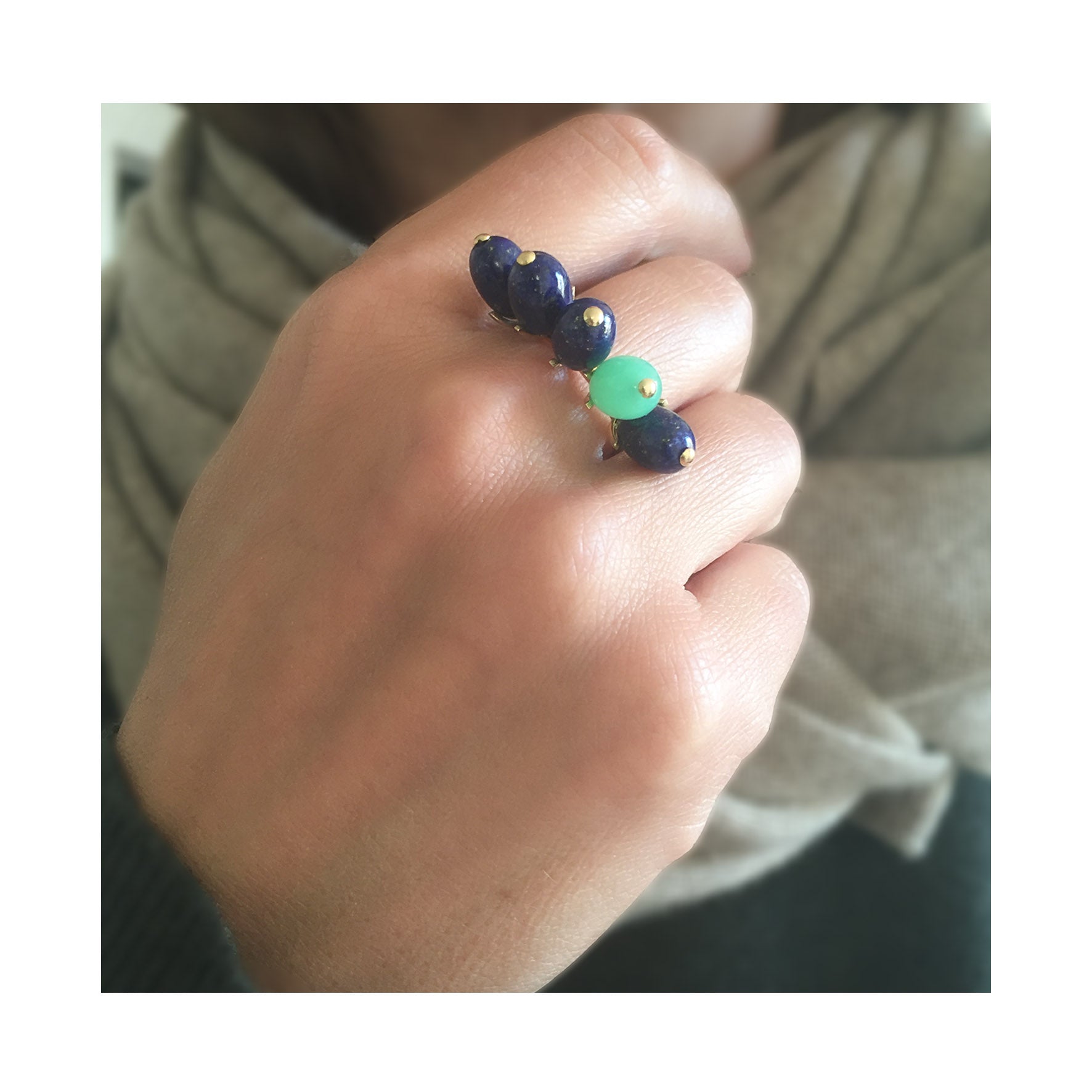 Aimée Aimer Tiare bague or jaune lapis taille 56