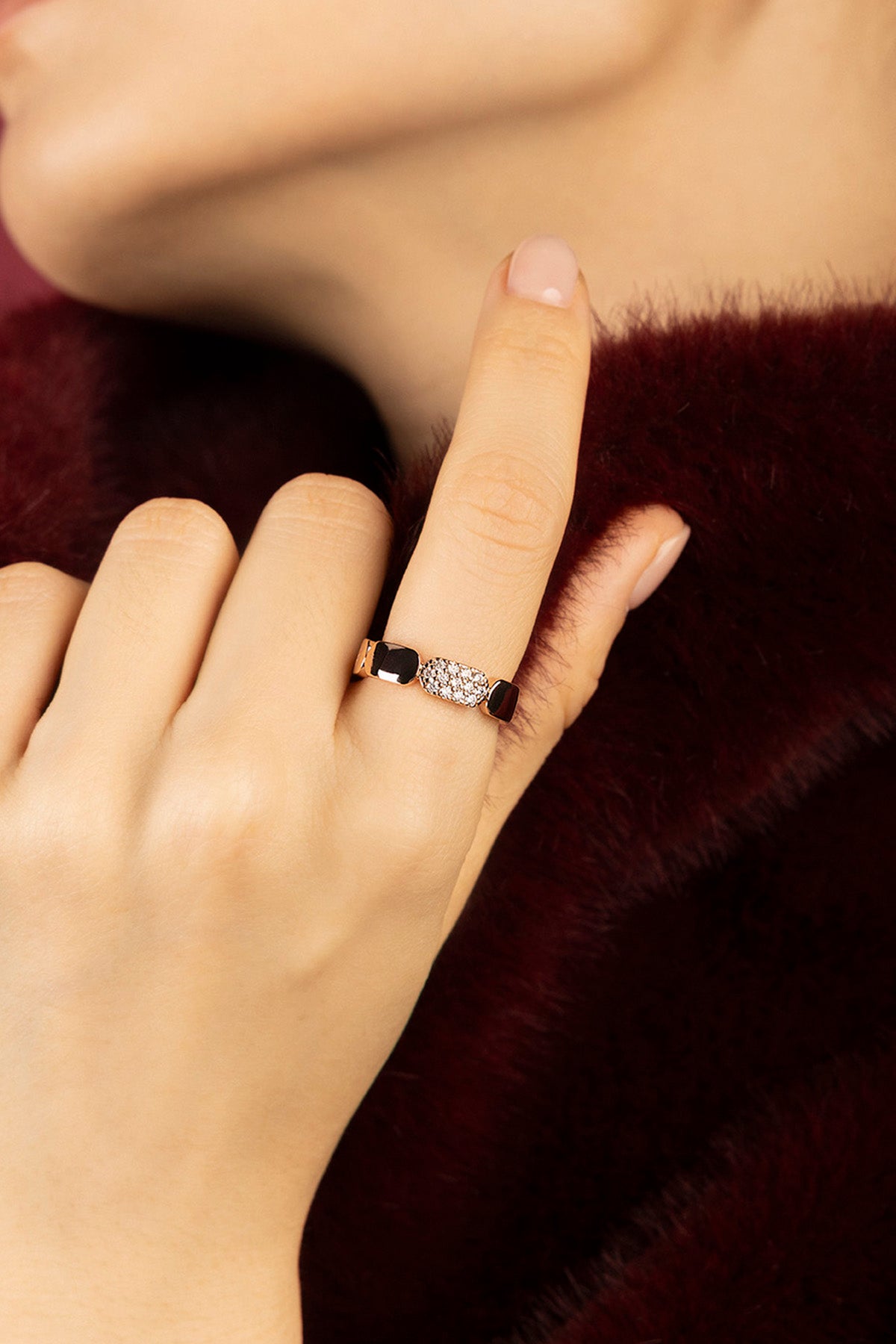 APM Monaco Yacht Club Pavage bague or rose pavé zircon
