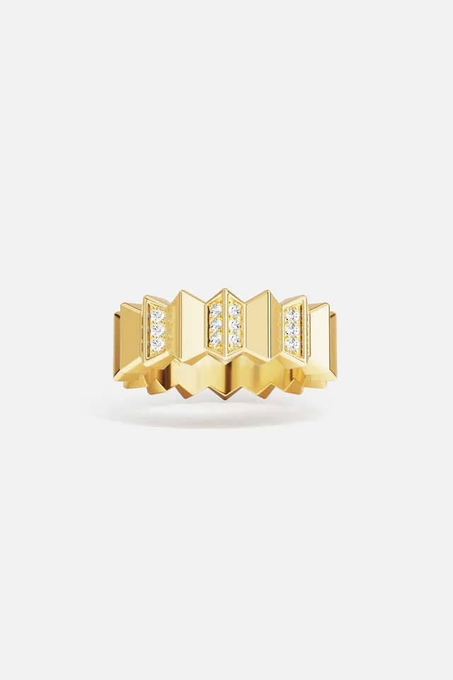 APM Monaco Yacht Club Up and Down Bague dorée 52 zircon