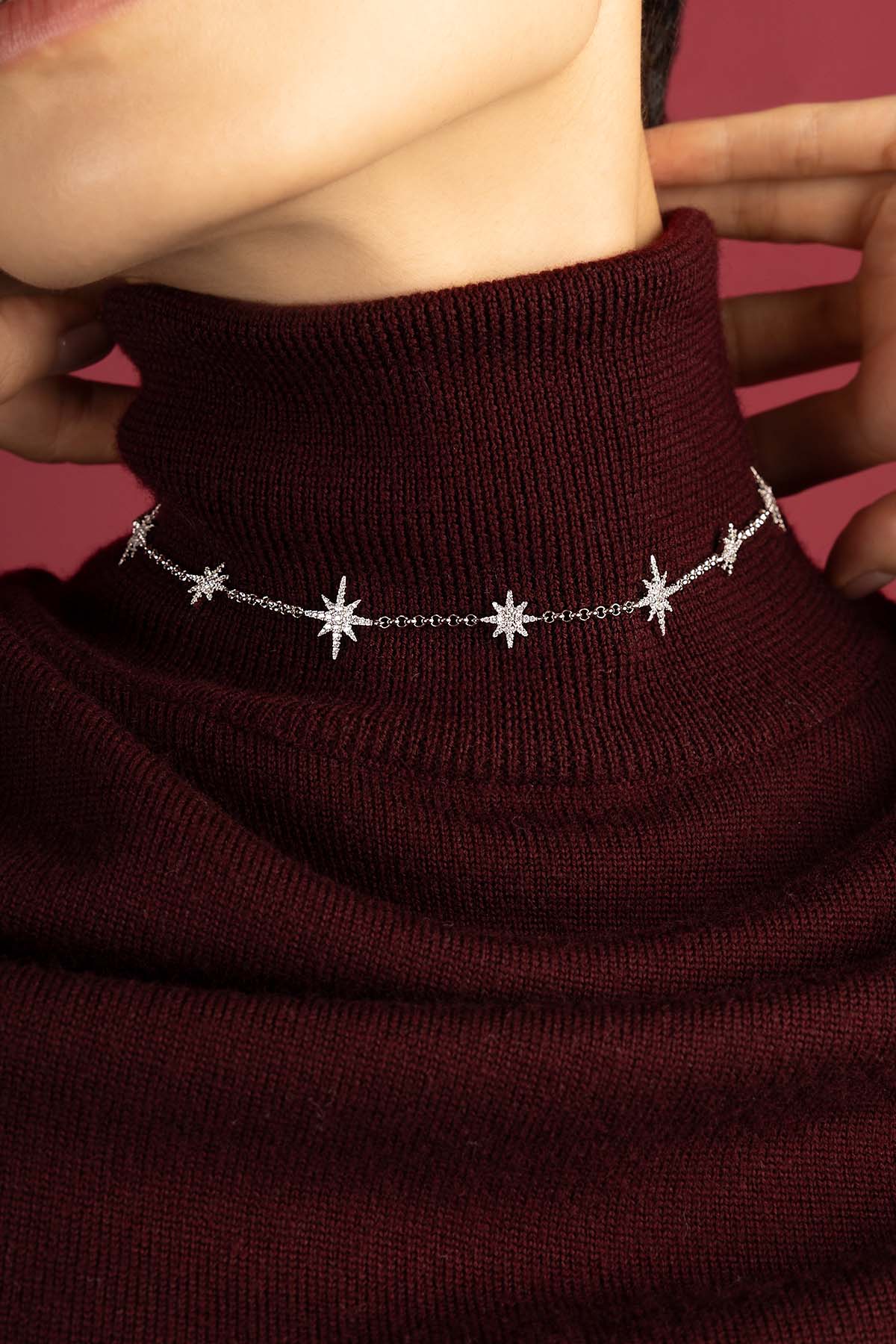 APM Monaco Météorites Multiple collier argent blanc ajustable