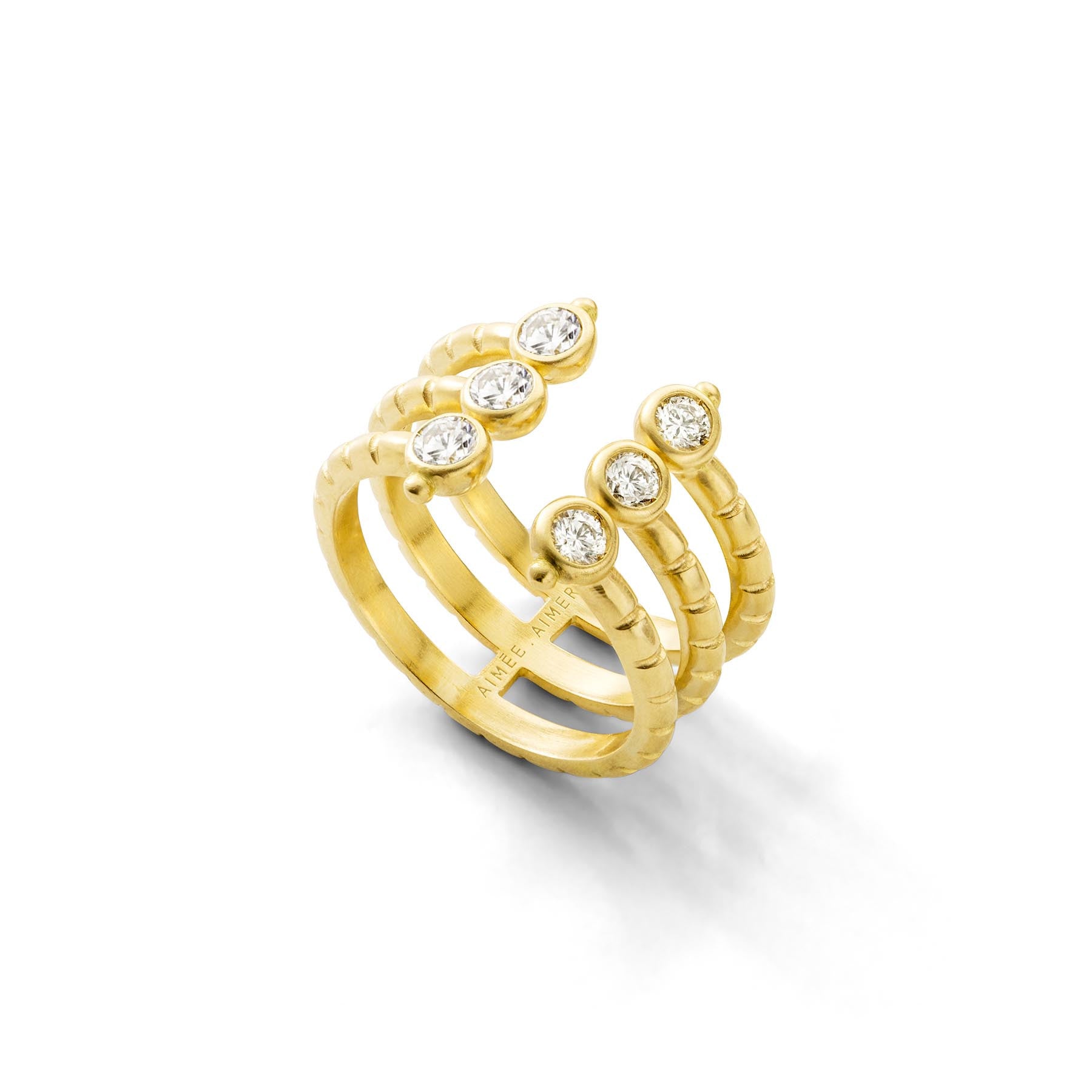 Aimée Aimer Folles Iguazu bague triple or jaune diamants 52