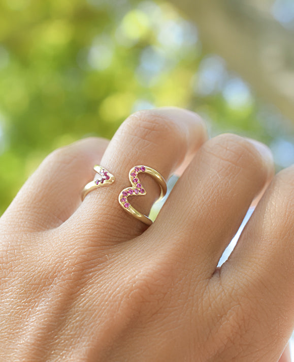 Aimée Aimer Crush Bague or jaune rubis saphirs taille 52