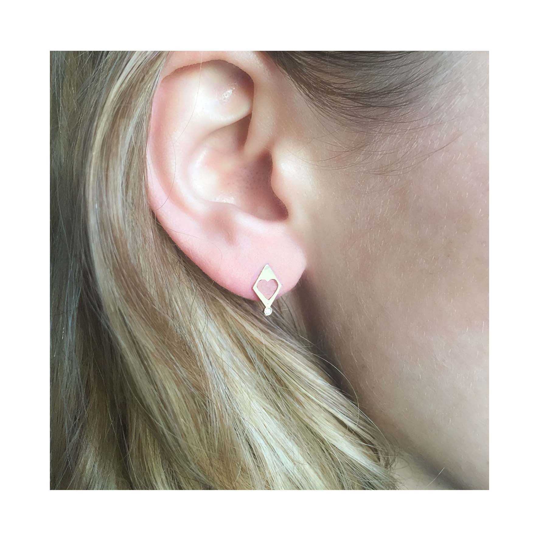 Aimée Aimer Boucles AbeilleCoeur or jaune diamant paire