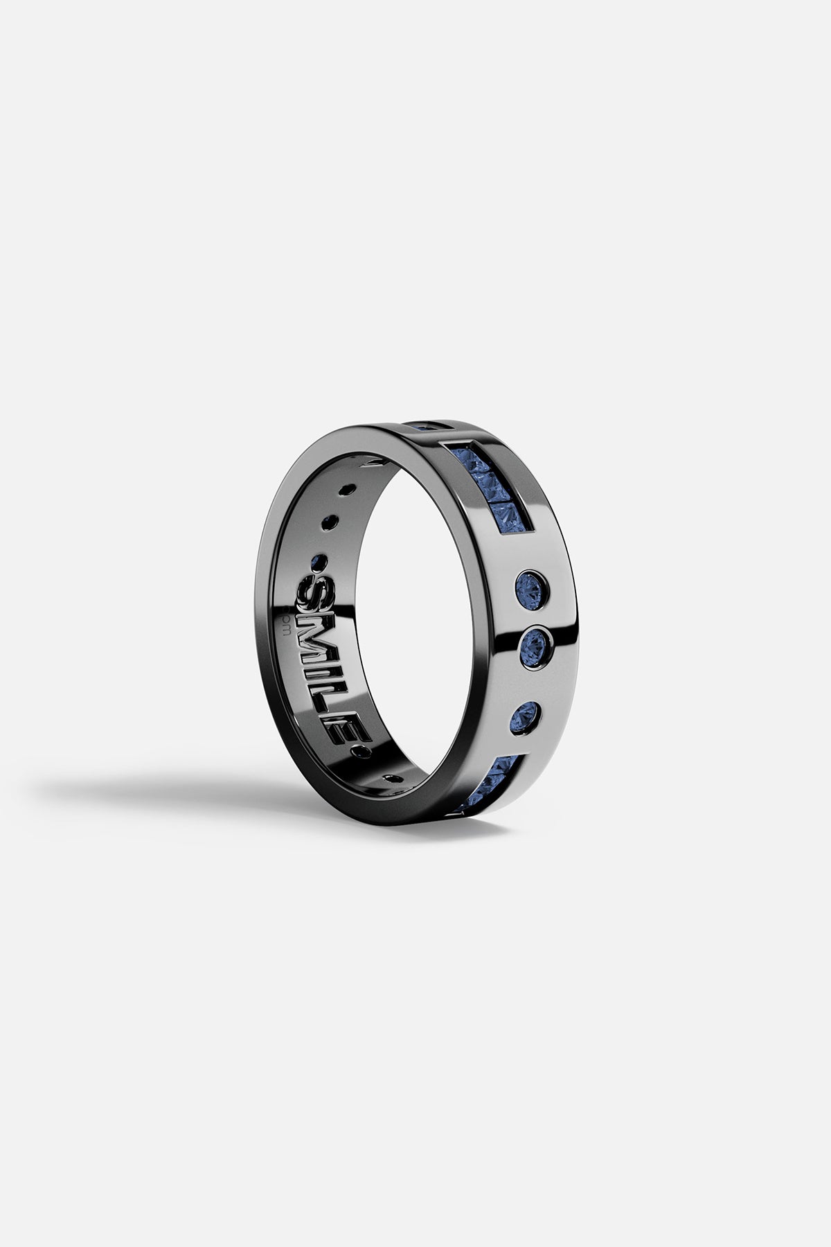 APM Monaco Morse Code SMILE bague grise bleue