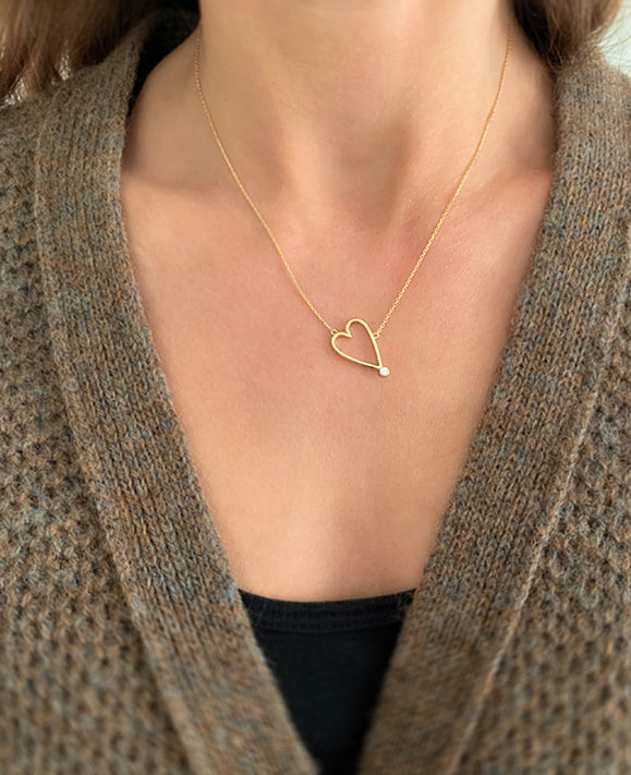 Aimée Aimer Crush collier coeur or jaune diamant
