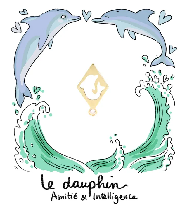Aimée Aimer Dauphin boucle d'oreille or jaune diamant