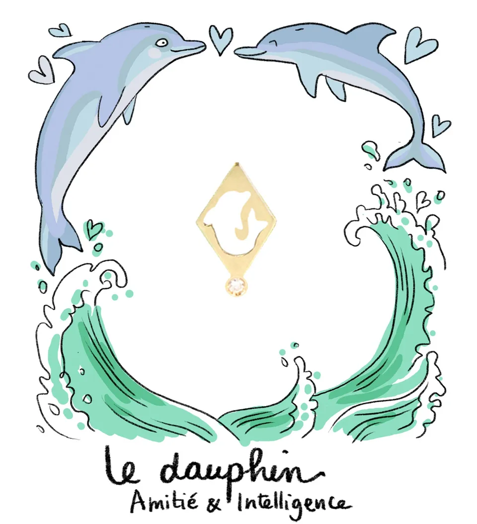 Aimée Aimer Dauphin boucle d'oreille or jaune diamant