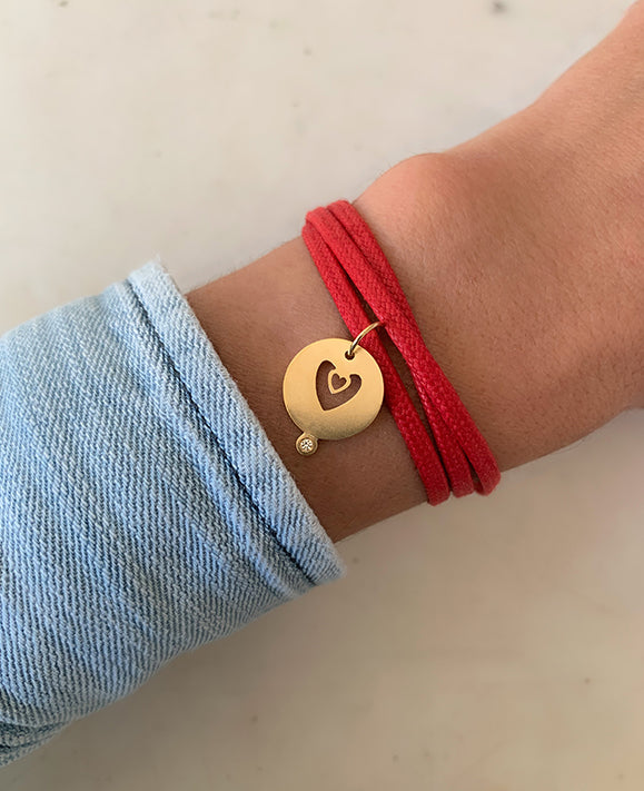Aimée Aimer Mon Coeur médaille or jaune diamant 14 mm