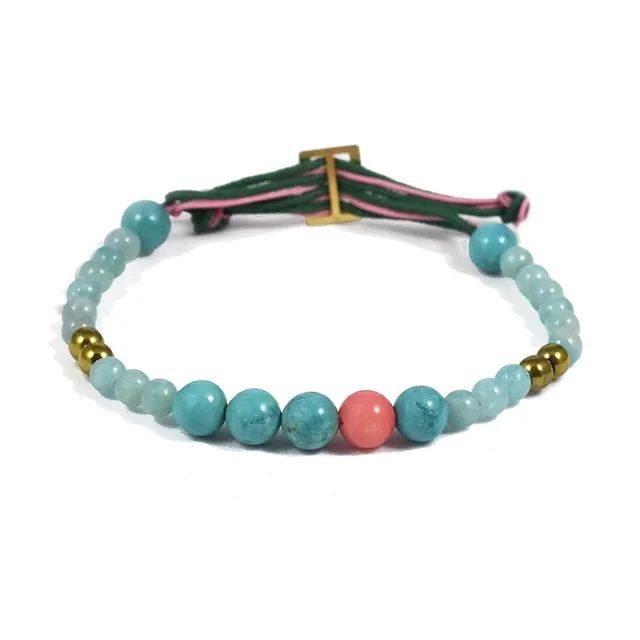 Aimée Aimer Bel Aloha Aloha Perlé bracelet or jaune turquoise amazonite