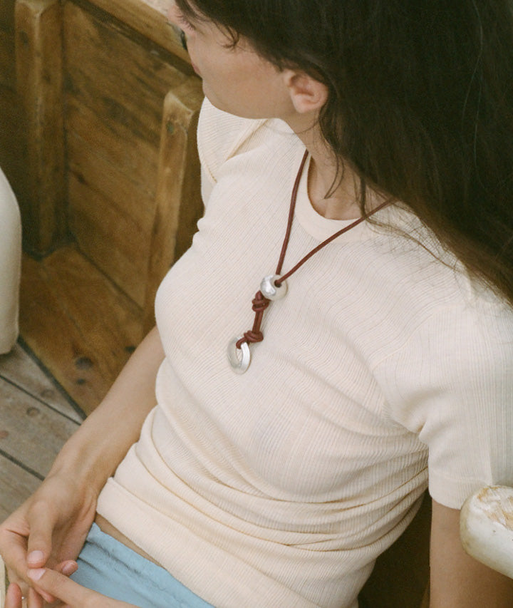 Alighieri Poet's Lens Choker collier cuir bordeaux