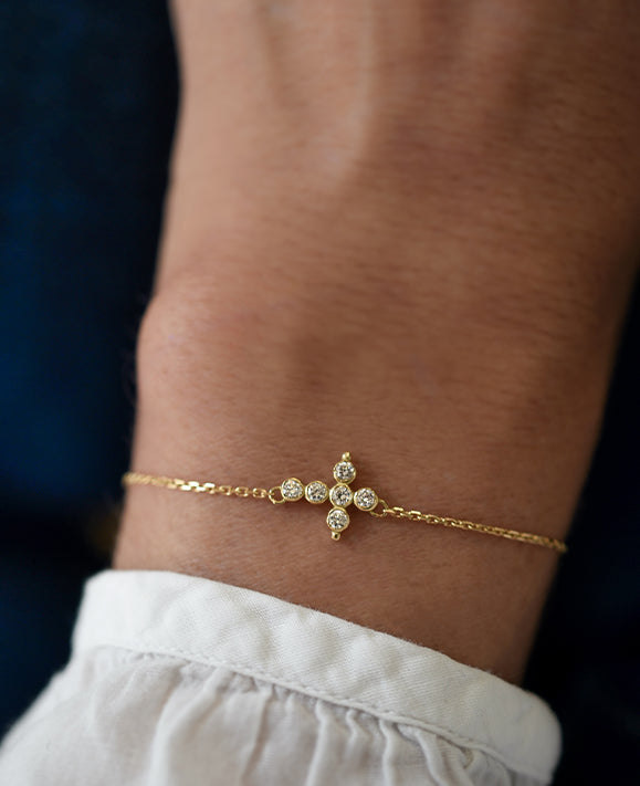 Aimée Aimer Petit AA Promessa bracelet or jaune diamants 17 cm