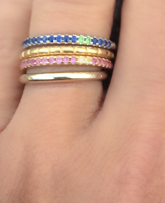 Aimée Aimer Spicy Bague Or Jaune Saphirs Rubis Taille 52