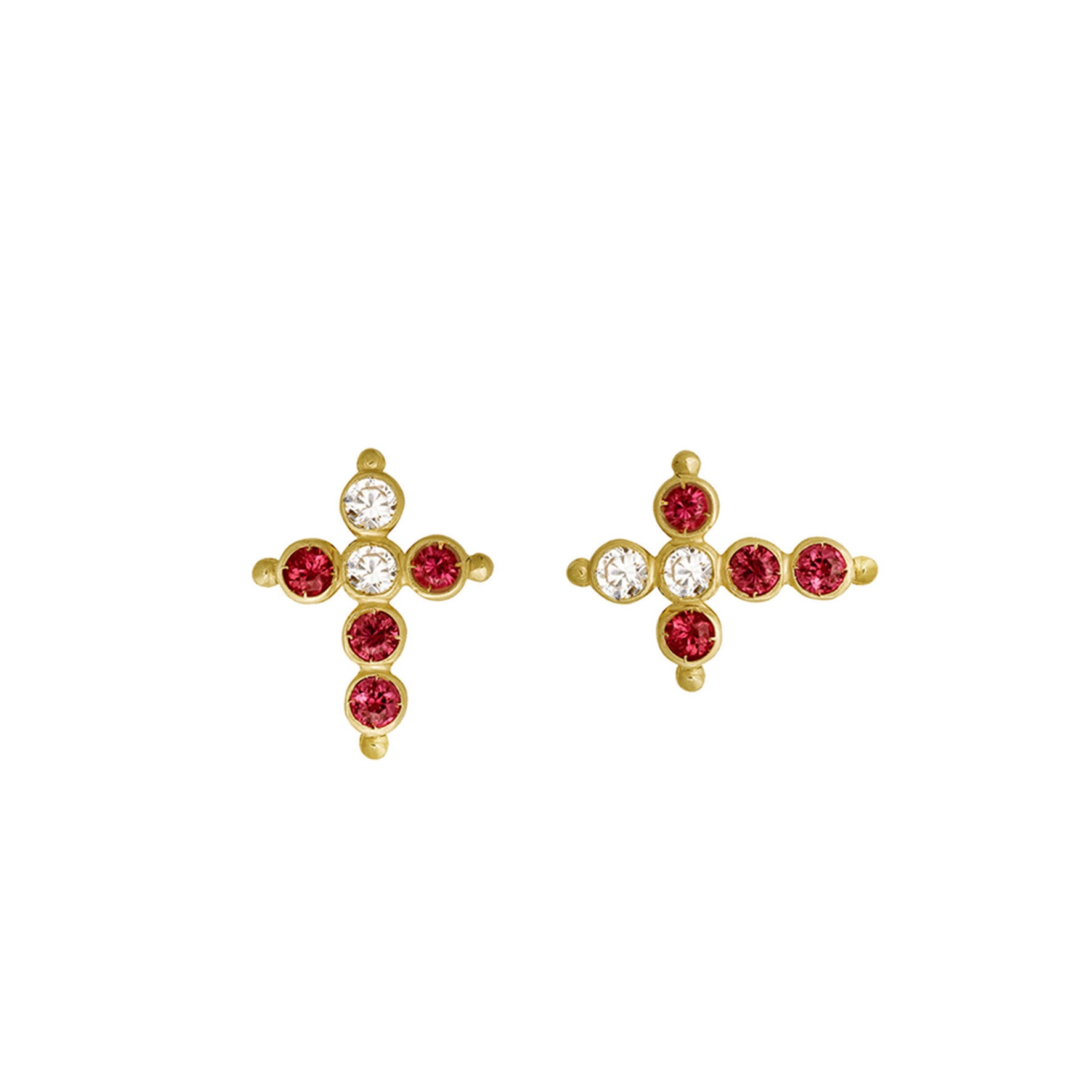 Aimée Aimer Petit AA boucle oreille or diamants rubis unité paire