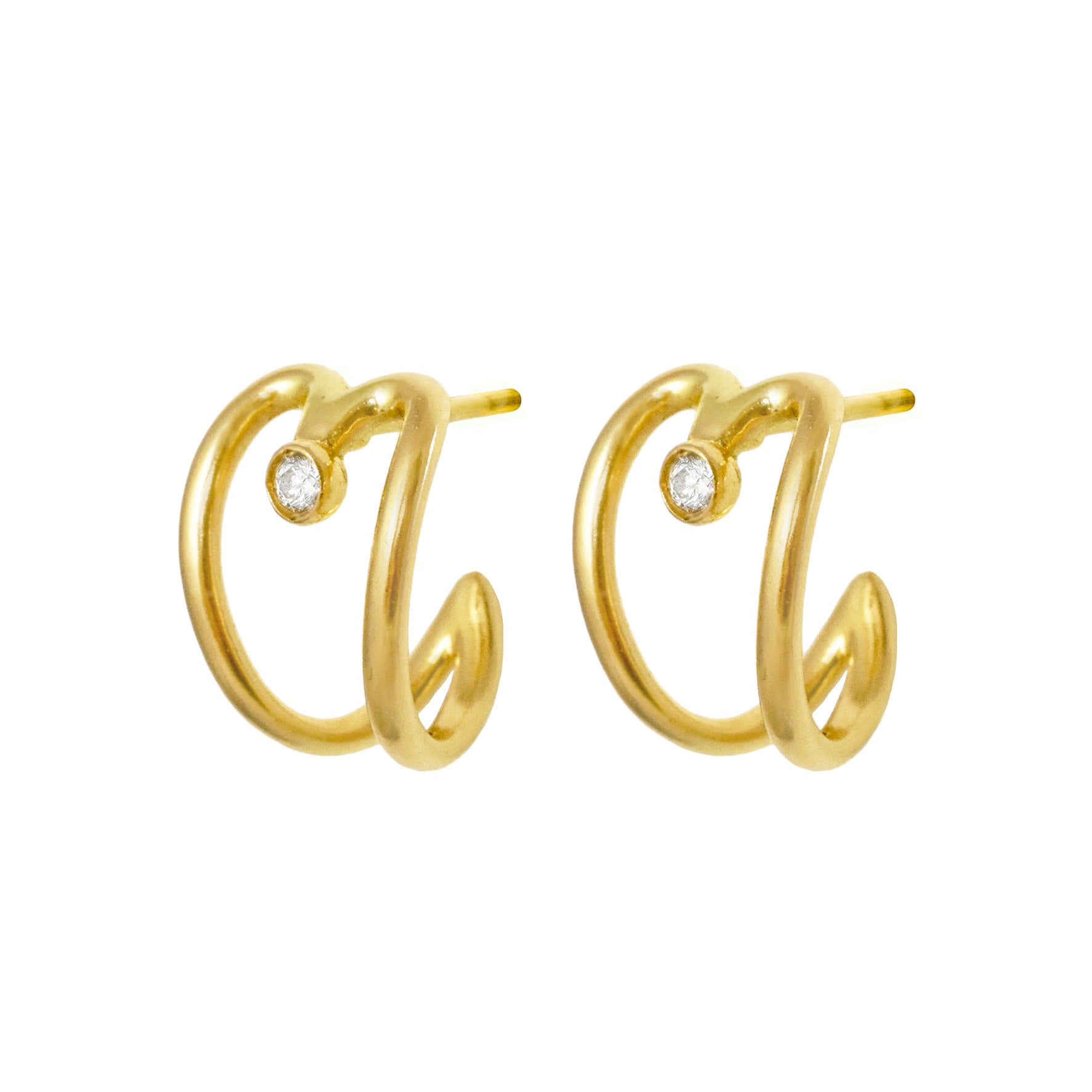 Aimée Aimer Double Love créole or jaune diamant unité