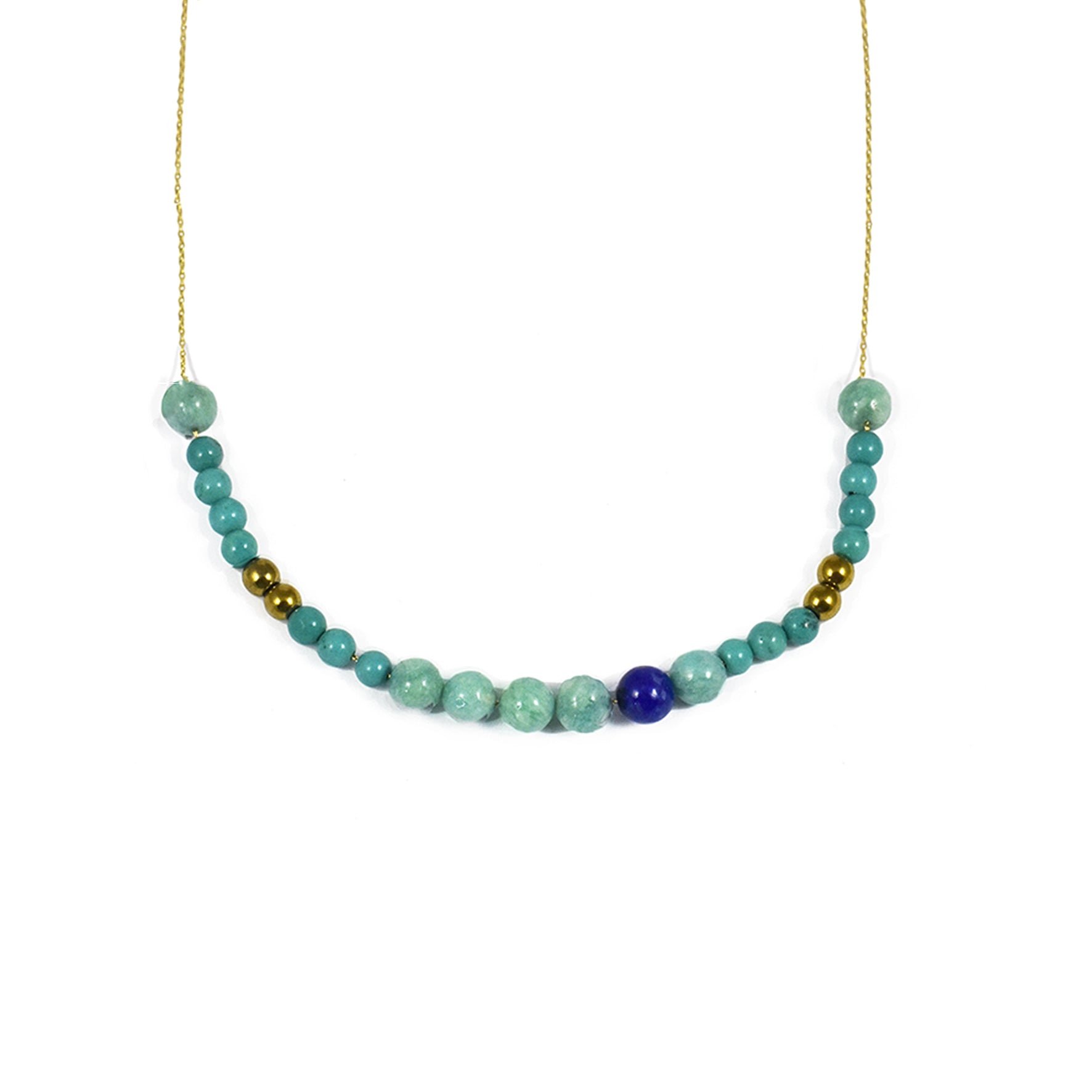 Aimée Aimer Bel Aloha Collier perlé or jaune amazonite taille unique