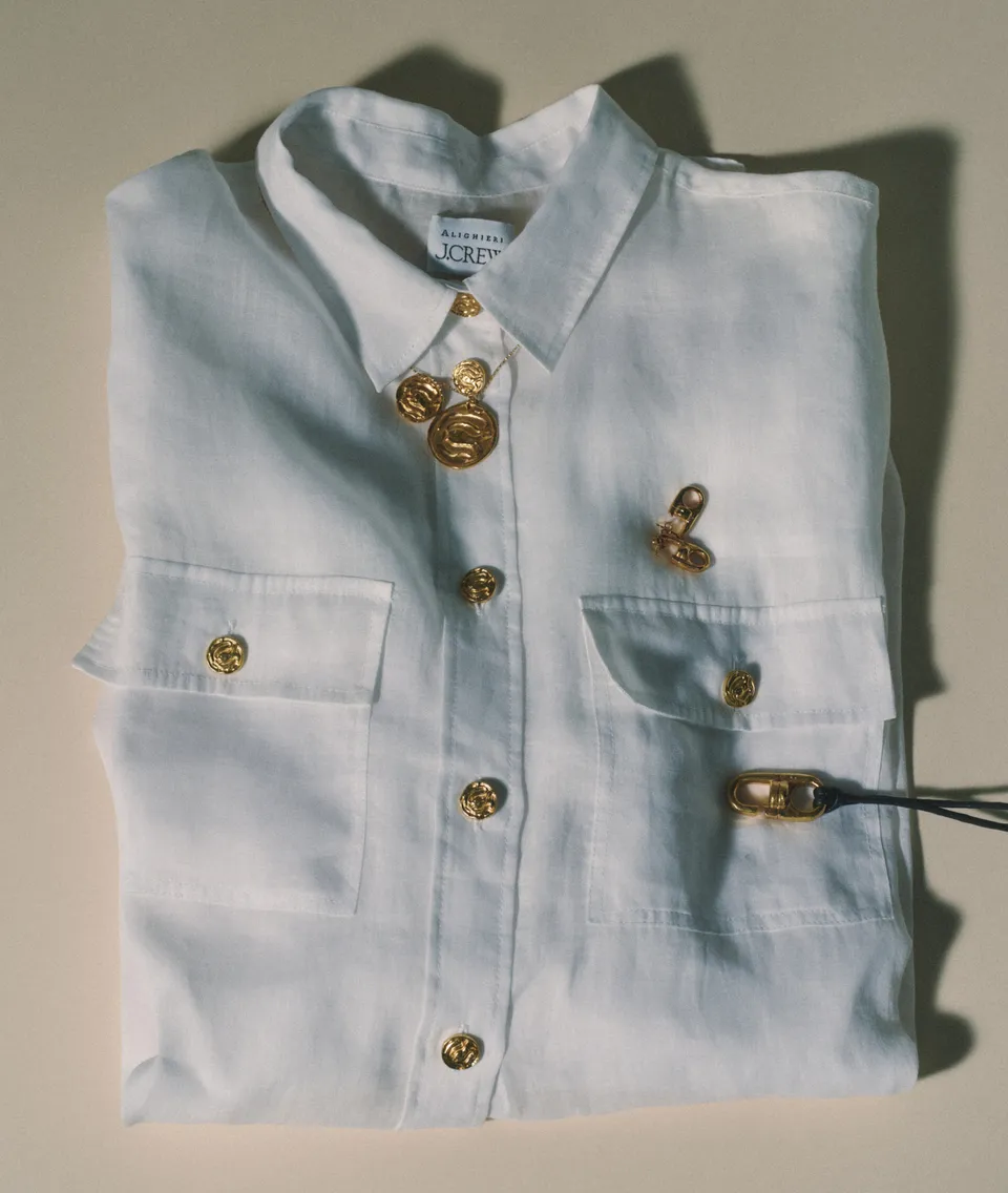 Alighieri Gone Fishing chemise lin boutons dorés