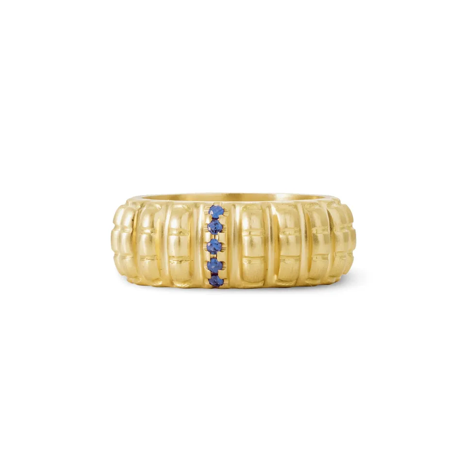 Aimée Aimer Lignes F. bague or jaune saphir diamant taille 52