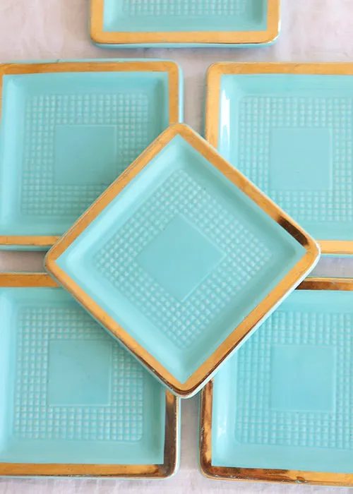 Aimée Aimer Art table assiettes turquoise dessert x6 16,5 cm