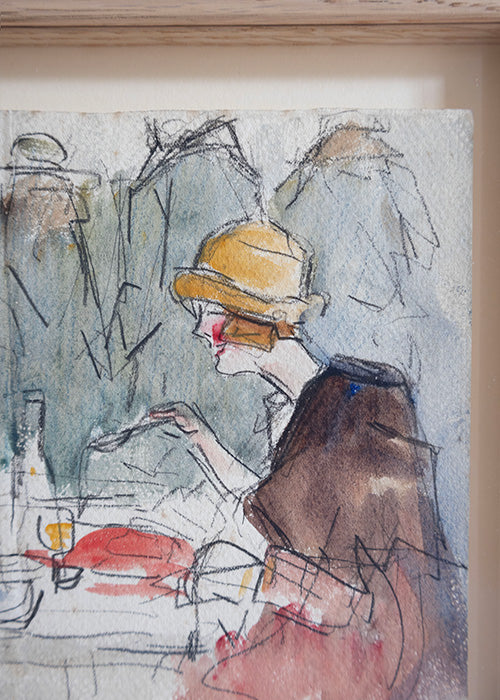 Aimée Aimer Œuvres Fernel Restaurant dessin fusain aquarelle 15,5 cm