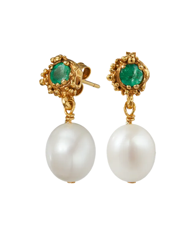 Alighieri Emerald Spark boucles d'oreilles émeraude perle