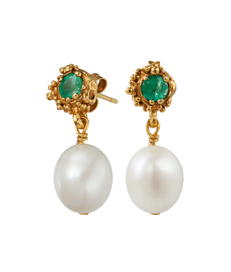 Alighieri Emerald Spark boucles d'oreilles émeraude perle