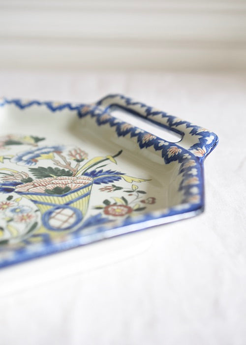Aimée Aimer Polychrome petit plateau faïence Gien bleu