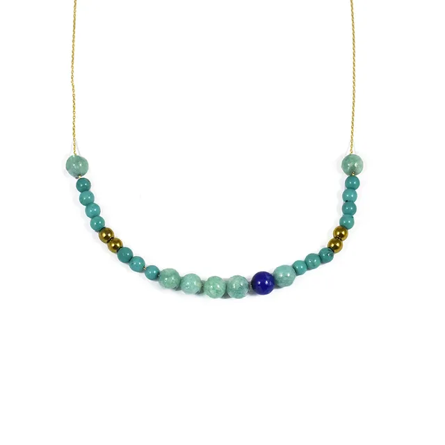 Aimée Aimer Bel Aloha Collier perlé or jaune amazonite taille unique