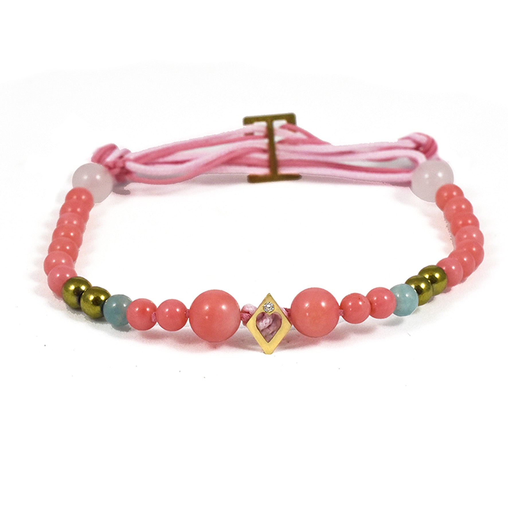 Aimée Aimer Bel Aloha bracelet Cœur or diamant corail rose