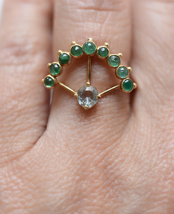Aimée Aimer Beija-Flor bague or jaune aigue-marine taille 52